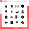 Set of 16 Modern UI Icons Symbols Signs for stop, multimedia, sweets, buttons, church bell