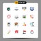 Set of 16 Modern UI Icons Symbols Signs for target, virus, pc, security, computer