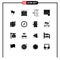 Set of 16 Modern UI Icons Symbols Signs for time, clock, text, money, global