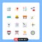 Set of 16 Modern UI Icons Symbols Signs for traffic, data, mind, cancel, job
