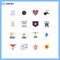 Set of 16 Modern UI Icons Symbols Signs for vehicles, rickshaw, left, china, heart