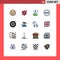 Set of 16 Modern UI Icons Symbols Signs for video, film, chemistry, camera, code