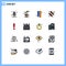 Set of 16 Modern UI Icons Symbols Signs for warning, alert, draw, food, barbecue