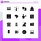 Set of 16 Modern UI Icons Symbols Signs for wireframe, layout, location, school, camping