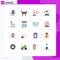Set of 16 Modern UI Icons Symbols Signs for yoga, spa, development, beauty, teacher