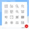 Set of 16 Modern UI Icons Symbols Signs for zoom interface, maximize, makeup, zoom, magnifying glass