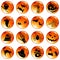 Set of 16 orange halloween buttons