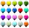 Set of 16 shield shapes with different colors