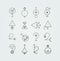 Set of 16 Sigil Symbols Line Icons Mystical Magical Artwork Drawing Black and White