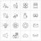 Set of 16 Simple Line Icons of cloud transfer, cloud data sharing, bandage, shop, mobile