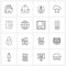 Set of 16 Simple Line Icons of communication, paper, monitor, education, cloud connection speed