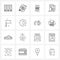 Set of 16 Simple Line Icons of, station, mobile, pump, oil
