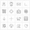 Set of 16 Simple Line Icons for Web and Print such as drawer, left, advertisement, down, mail