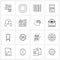 Set of 16 Simple Line Icons for Web and Print such as headset, earphone, holiday, phone, chat