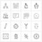 Set of 16 Simple Line Icons for Web and Print such as message, science, Christmas, chemical flask, fighter