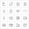 Set of 16 Simple Line Icons for Web and Print such as sports, sports, protection, main menu, user interface