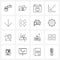 Set of 16 UI Icons and symbols for arrow, graph, browser, chart, web