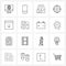 Set of 16 UI Icons and symbols for browser, mark, basic, goal, interface