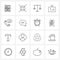 Set of 16 UI Icons and symbols for chat, call, aim, serves, TV