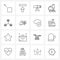 Set of 16 UI Icons and symbols for data ware house, science, up arrow, medical, education