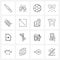 Set of 16 UI Icons and symbols for expand, charge, sports, cell, medical