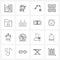 Set of 16 UI Icons and symbols for folder, tags, travel, qr, code