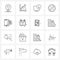 Set of 16 UI Icons and symbols for shopping, offer, business, ecommerce, arrow down