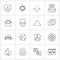 Set of 16 Universal Line Icons of justice, mobile phone, essential, message, call