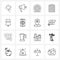 Set of 16 Universal Line Icons of skirt, daily, promotion, clipboard, check