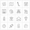 Set of 16 Universal Line Icons of streaming, search, sport, navigation, guide