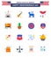 Set of 16 USA Day Icons American Symbols Independence Day Signs for doors; sausage; american; frankfurter; symbol