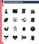 Set of 16 USA Day Icons American Symbols Independence Day Signs for usa; footbal; text; ball; instrument