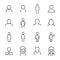 Set of 16 user thin line icons.