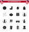 Set of 16 Vector Solid Glyphs on 4th July USA Independence Day such as fire; american; cake; usa; bag