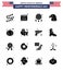 Set of 16 Vector Solid Glyphs on 4th July USA Independence Day such as usa festival; american; decoration; usa; bird