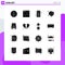 Set of 16 Vector Solid Glyphs on Grid for broken, travel, mobile, transport, education