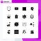 Set of 16 Vector Solid Glyphs on Grid for donation, learning, crop, knowledge, head