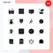 Set of 16 Vector Solid Glyphs on Grid for engagement, user setting, user, configuration, energy