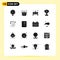 Set of 16 Vector Solid Glyphs on Grid for flower, anemone, notice, success, prize