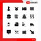 Set of 16 Vector Solid Glyphs on Grid for screen, management, easter, business, laboratory