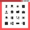Set of 16 Vector Solid Glyphs on Grid for start, launching, earth, fly, poster