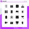 Set of 16 Vector Solid Glyphs on Grid for success, team, user, user, paper