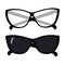 Set of 2 abstract image of sunglasses with dark and clear lenses in black frame. Sunglasses day. EPS