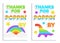 Set of 2 Birthday Popit rainbow favor cards in fidget toy style. Pop it party design as a trendy silicone toy for fidget