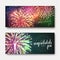 Set 2 brochures festive design with fireworks. Bright background printing