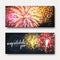 Set 2 brochures festive design with fireworks. Bright background printing