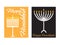 Set of 2 Hanukkah cards - Yellow card and Black card with Menorah illustration and text