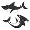 Set of 2 Illustrated Sharks. Cute, cartoon vector illustrations.
