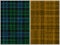 Set of 2 ragged old dark seamless patterns of tartan ornament for textile texture with lost threads