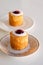 Set for 2. Runeberg`s tart or cake is a Finnish traditional dess